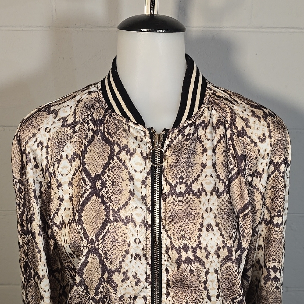 Women's Snake Print Bomber Jacket - Picture 2 of 8